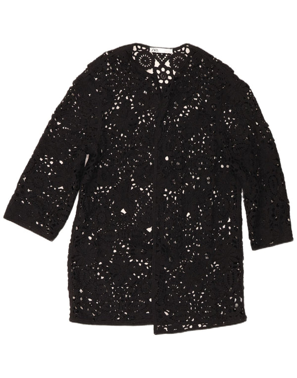 Zara Γυναικείο πουλόβερ Longline Cardigan UK 6 XS Black Floral