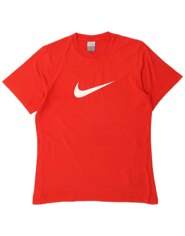 Ανδρικό γραφικό μπλουζάκι Nike τοπ UK 39/41 μεσαίο κόκκινο βαμβακερό