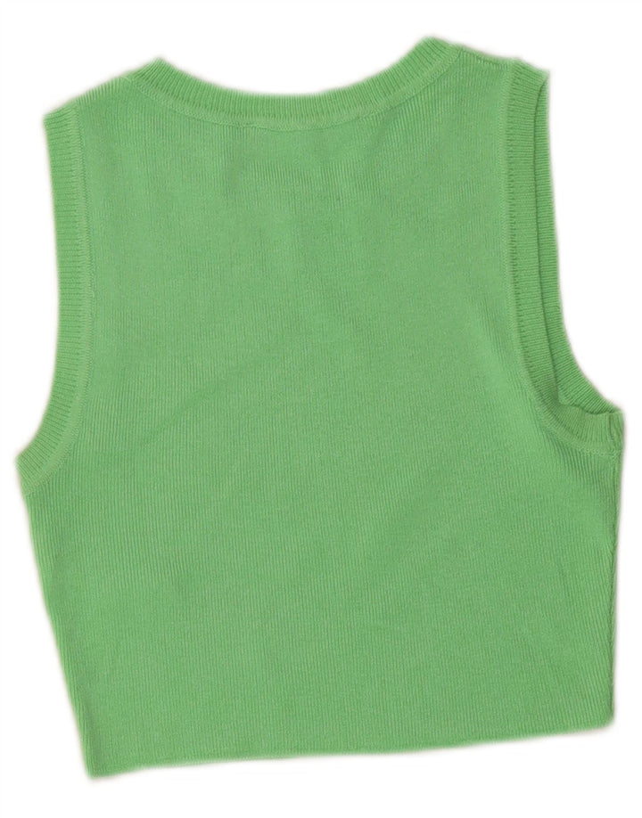 Zara Γυναικείο Γιλέκο Crop Top UK 8 Μικρή Πράσινη Βισκόζη
