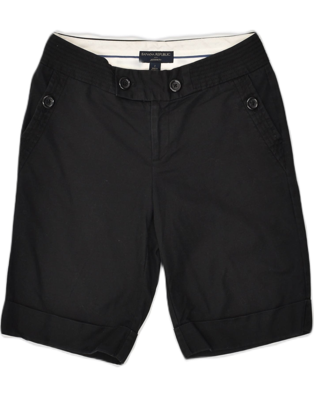 BANANA REPUBLIC Womens Jackson Chino Shorts US 2 XS W30  Black Cotton | Vintage Banana Republic | Thrift | Second-Hand Banana Republic | Used Clothing | Messina Hembry 