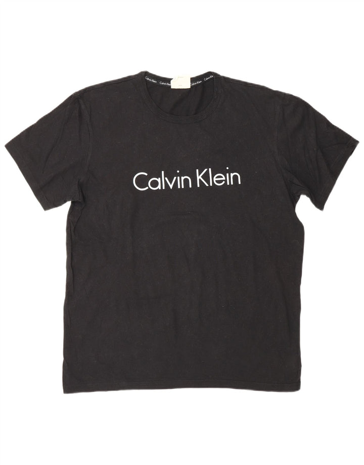 Ανδρικό γραφικό T-shirt CALVIN KLEIN Τοπ μεσαίο μαύρο βαμβακερό
