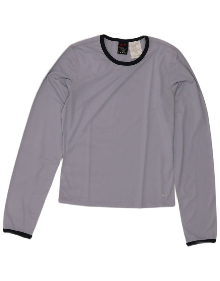 Γυναικείο τοπ NIKE Crop Μακρυμάνικο US 8/10 Μεσαίο μπλε πολυεστέρας
