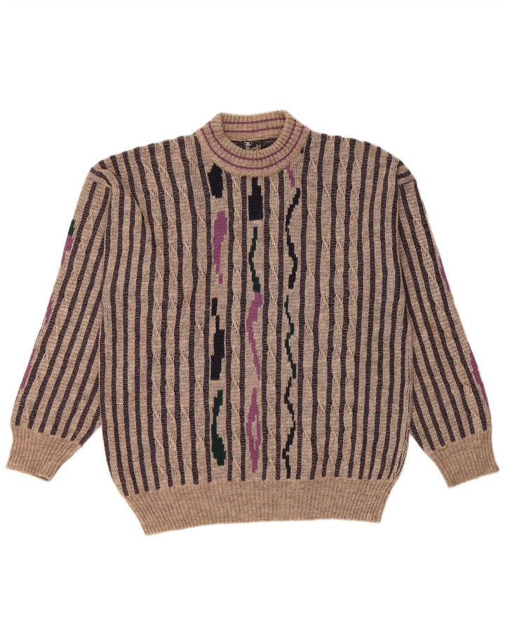 MAPIER Ανδρικό πουλόβερ με λαιμόκοψη μεγάλο γκρι ριγέ