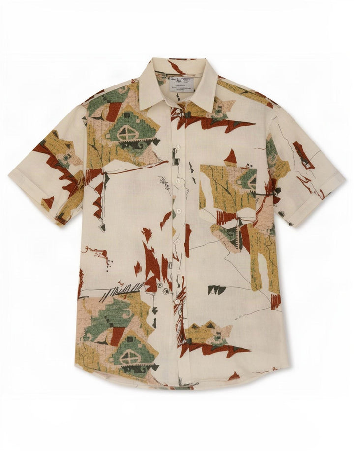 Angelo Litrico Ανδρικό πουκάμισο Abstract Pattern Μέγεθος 41/42 Large Off White