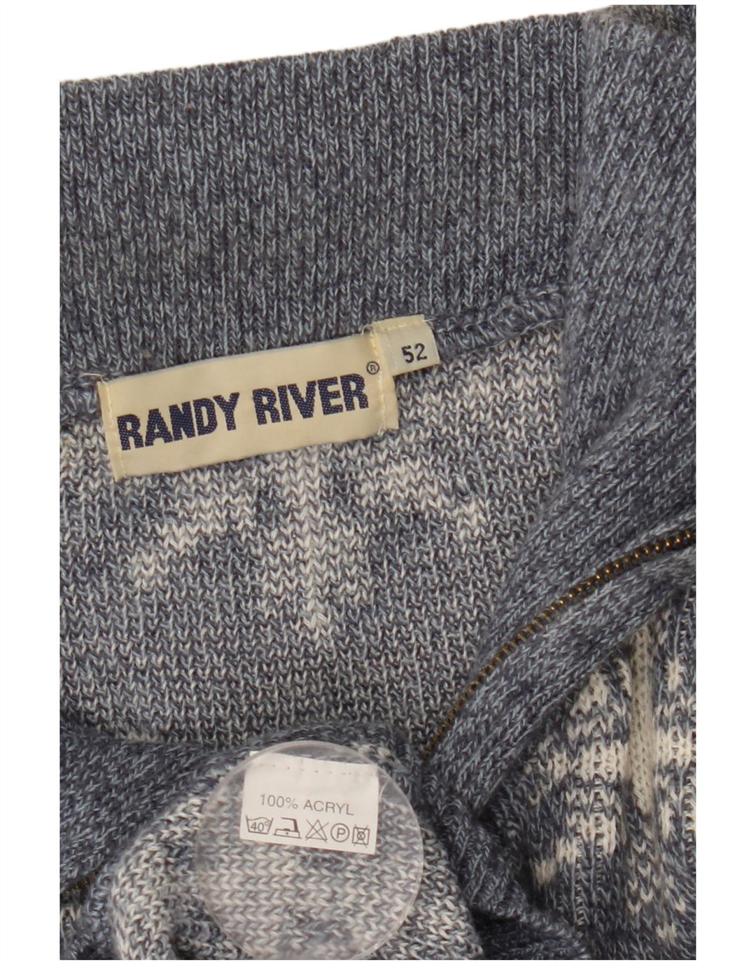 Ανδρικό πουλόβερ Randy River με φερμουάρ IT 52 μεγάλο γκρι γεωμετρικό