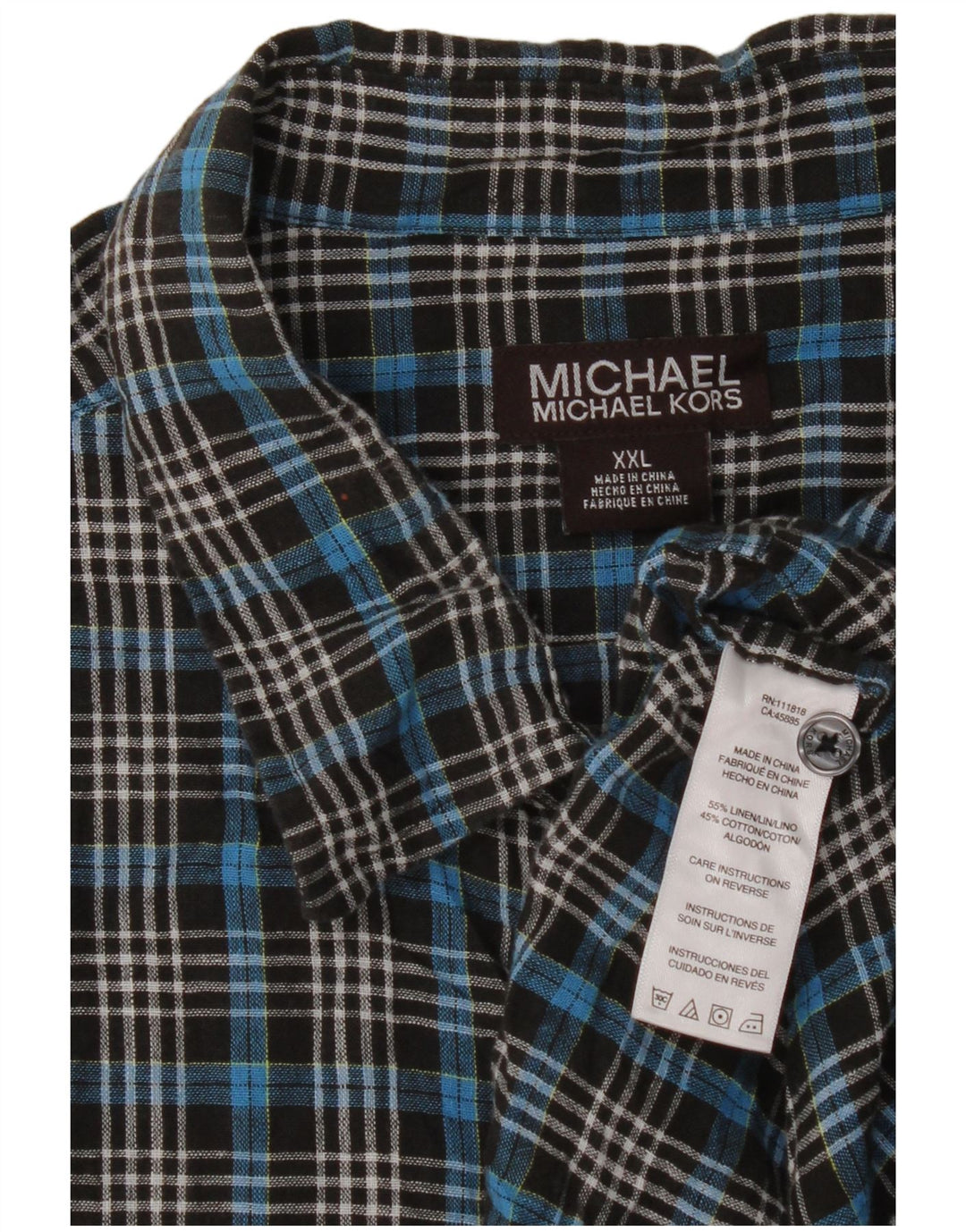 Ανδρικό κοντομάνικο πουκάμισο Michael Kors 2XL Μπλε λινό