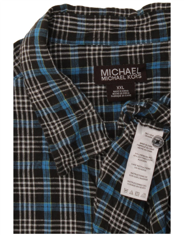 Ανδρικό κοντομάνικο πουκάμισο Michael Kors 2XL Μπλε λινό