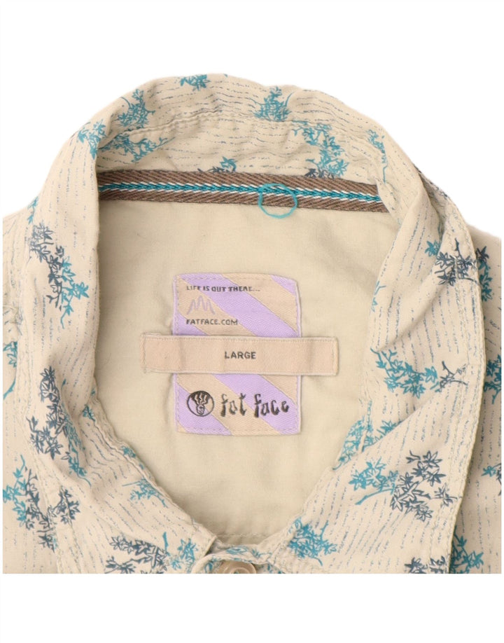 FAT FACE Ανδρικό κοντομάνικο πουκάμισο μεγάλο λευκό φλοράλ βαμβακερό