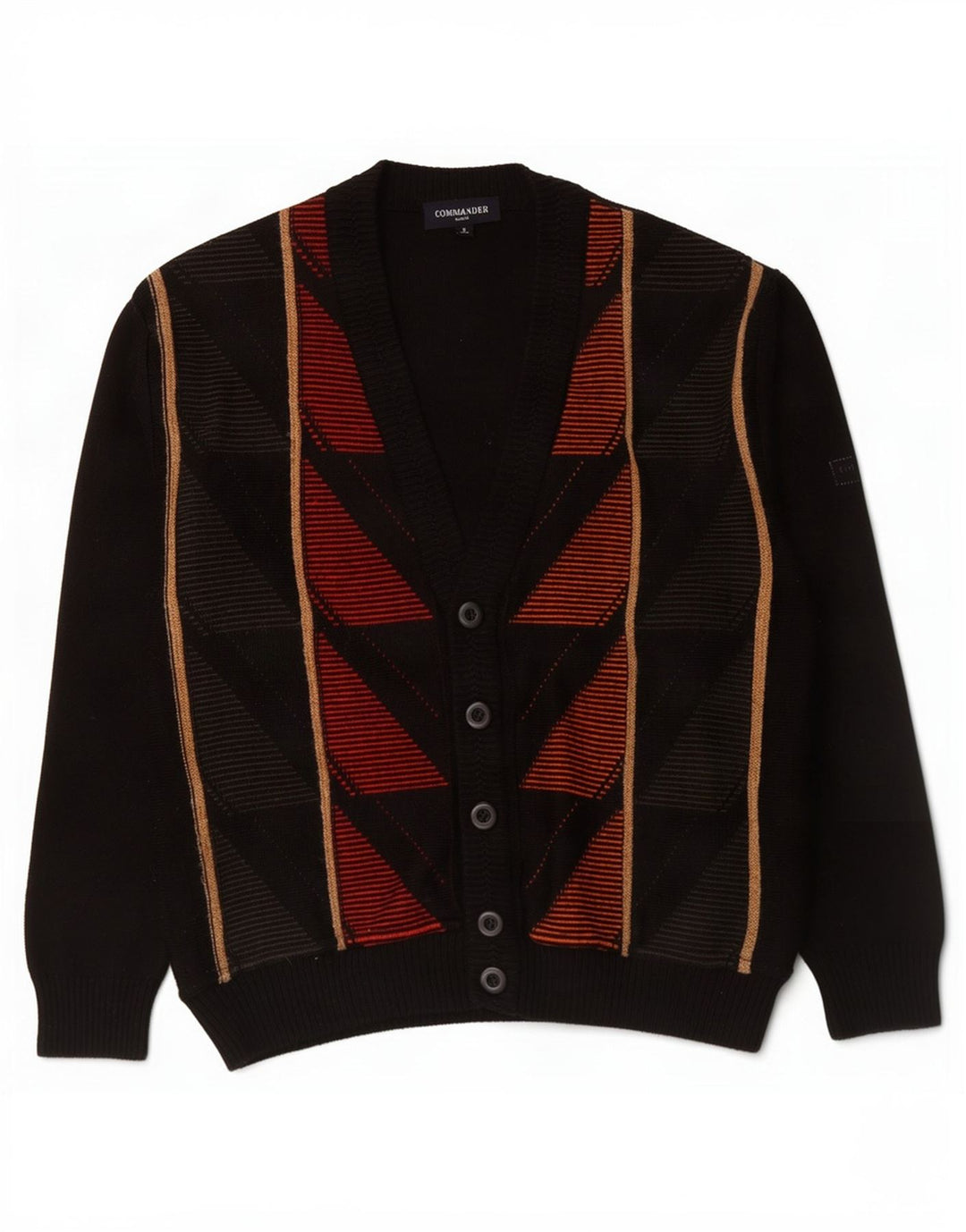 Ανδρικό πουλόβερ Commander Cardigan IT 48 Small Black Geometric Polyacrylic