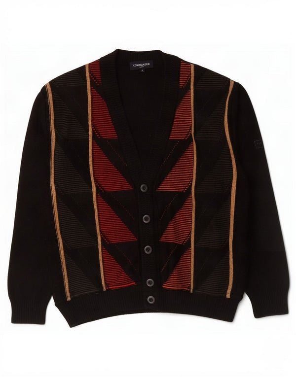 Ανδρικό πουλόβερ Commander Cardigan IT 48 Small Black Geometric Polyacrylic