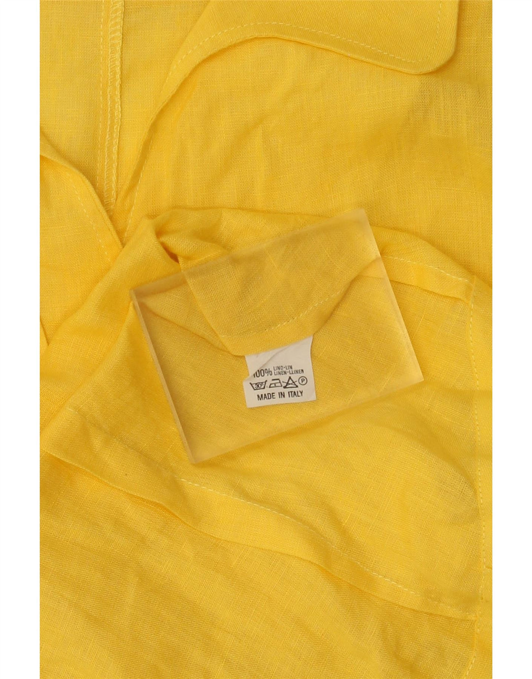 VINTAGE Γυναικείο Αμάνικο Πουκάμισο Μπλούζα UK 14 Medium Yellow Λινό