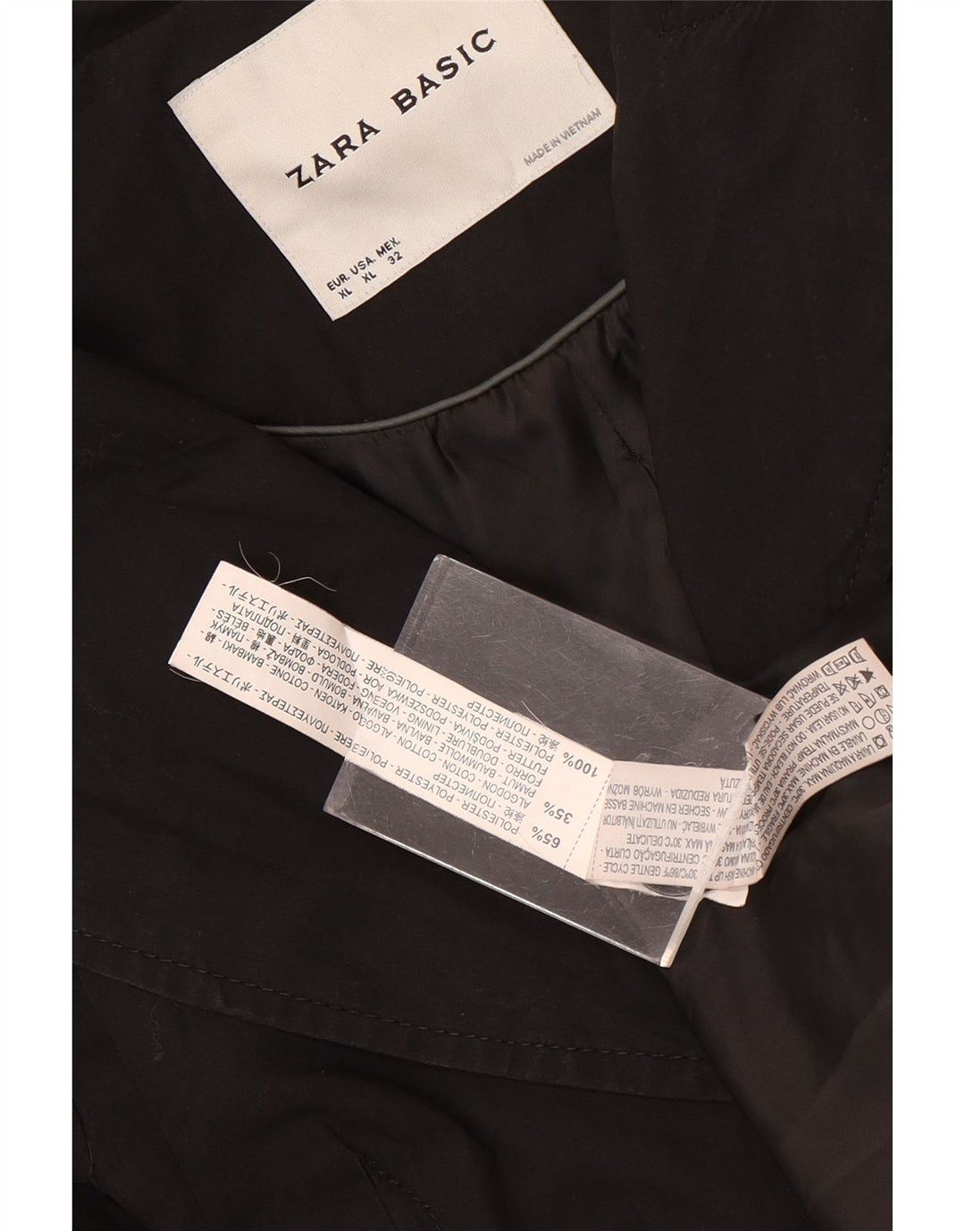 Zara Γυναικεία καμπαρντίνα UK 18 XL Μαύρος Πολυεστέρας