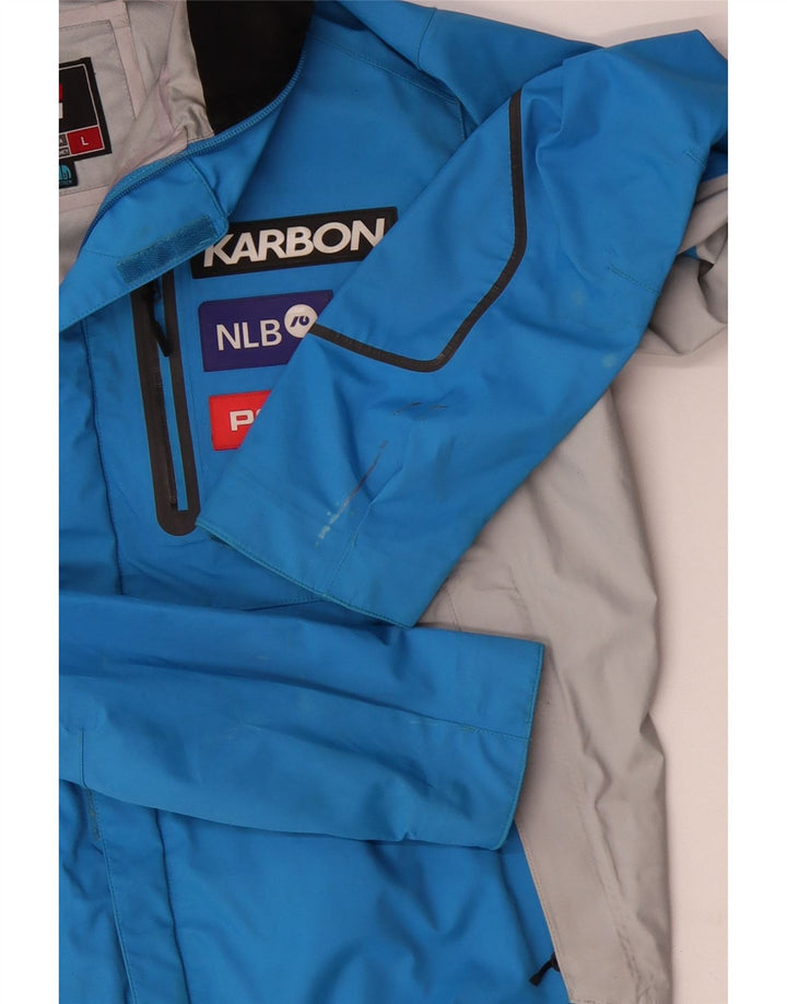 KARBON Ανδρικό μπουφάν βροχής με κουκούλα UK 40 Large Blue Colorblock Nylon