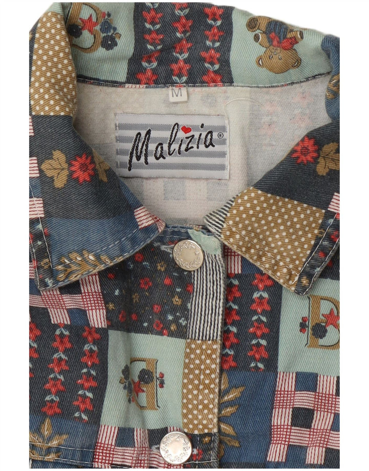 Vintage Γυναικείο Crop Bomber Jacket UK 14 Medium πολύχρωμο συνονθύλευμα