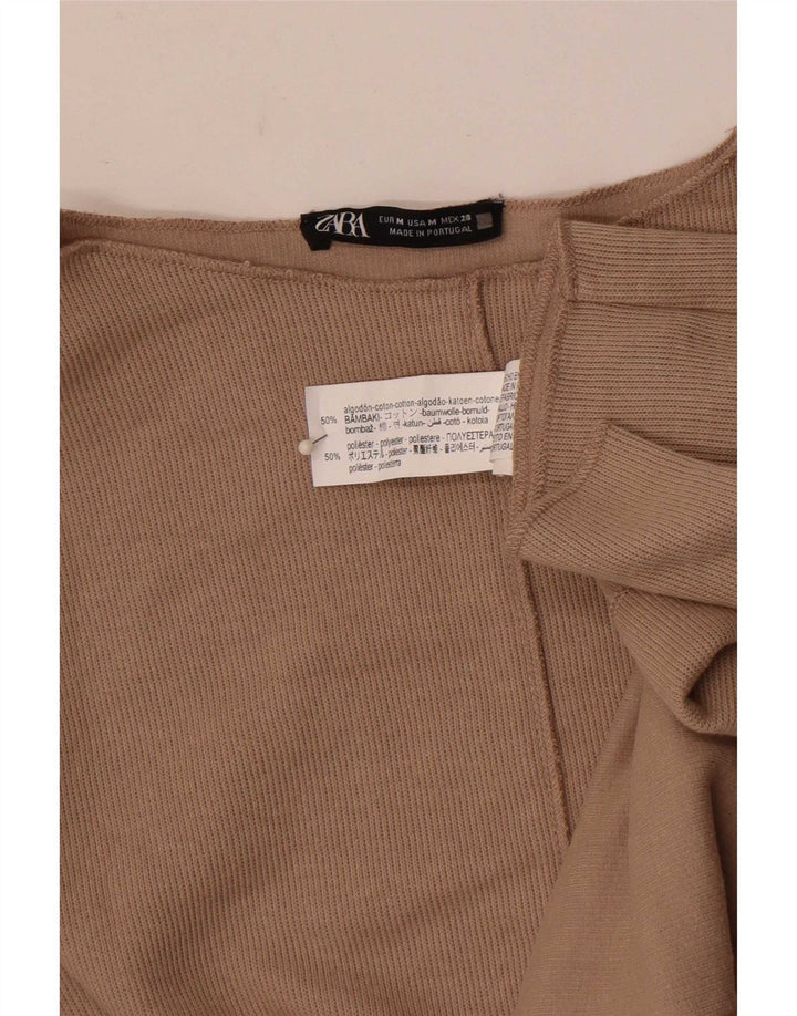 Zara γυναικείο τοπ μακρυμάνικο UK 14 μεσαίο γκρι βαμβακερό