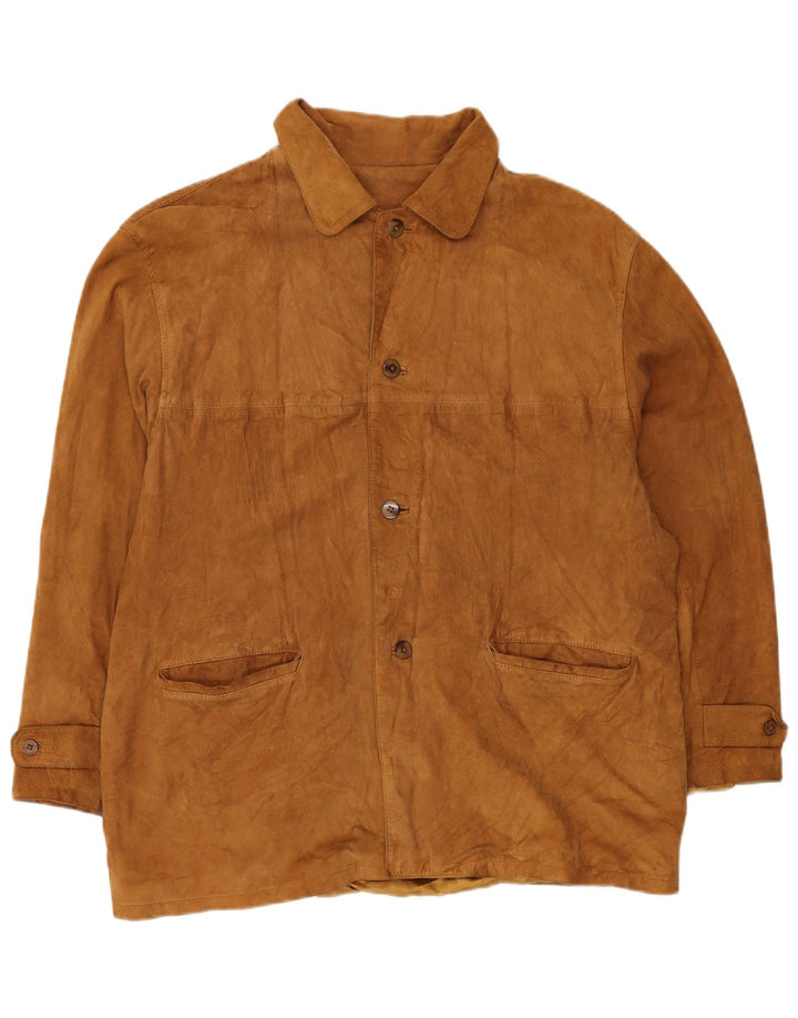 VINTAGE Ανδρικό Suede Jacket IT 48 Δερμάτινο Μεσαίο Καφέ