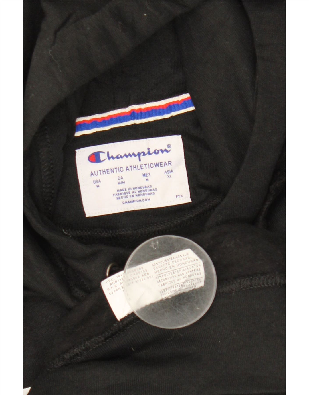 Champion Womens Graphic Hoodie Jumper UK 14 Medium Black Polyester