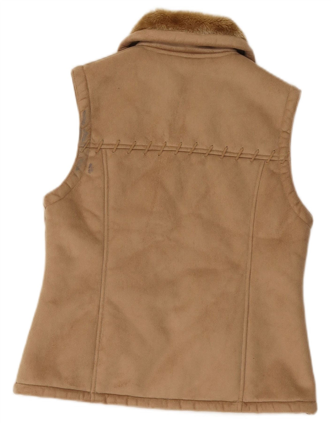 Vintage Γυναικείο Sherpa Gilet UK 12 Medium Beige