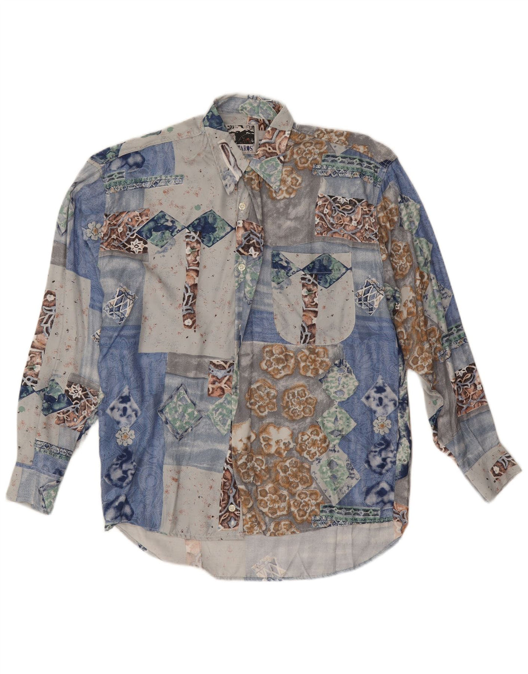 Ανδρικό πουκάμισο Kantaros Small Blue Patchwork Viscose