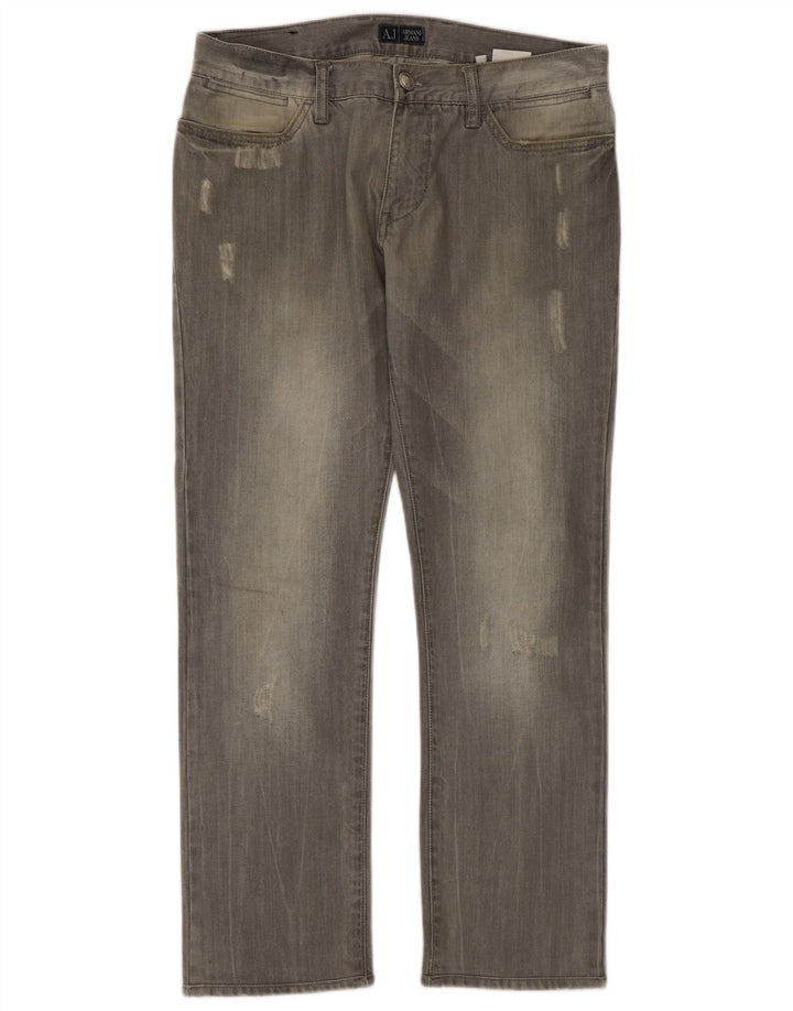 Ανδρικό τζιν Armani Distressed Straight W32 L29 Γκρι βαμβακερό