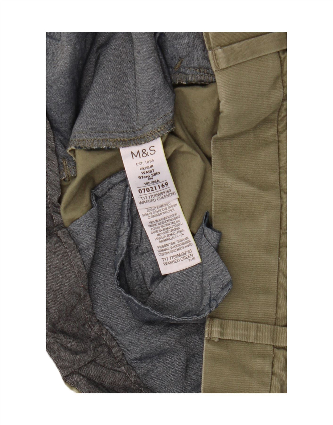 Ανδρικό σορτς Chino Marks & Spencer W38 XL Πράσινο βαμβακερό