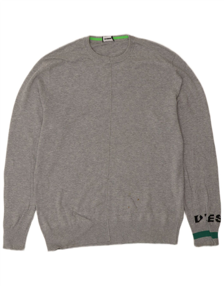Ανδρικό πουλόβερ DIESEL Graphic Crew Neck Jumper μεγάλο γκρι βαμβακερό