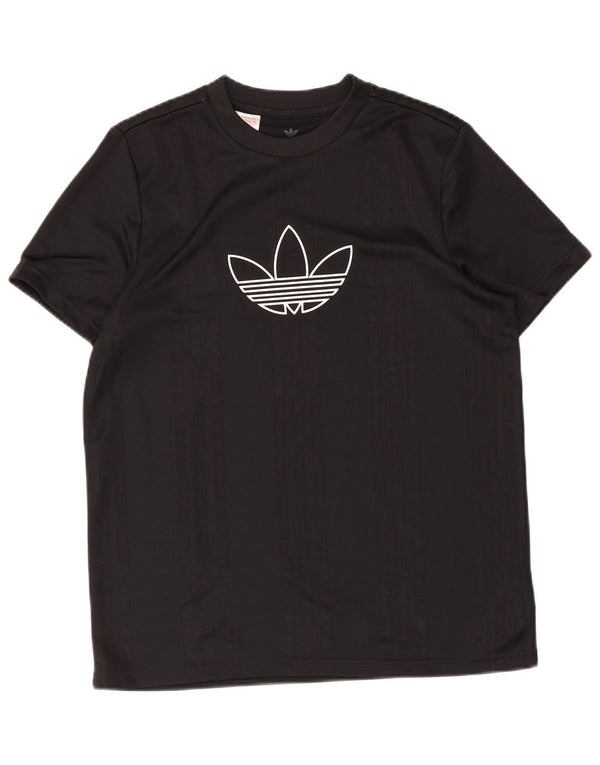Adidas Boys Graphic T-Shirt Top 13-14 Years Black Polyester