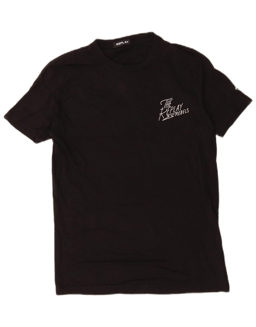 Ανδρικό γραφικό T-Shirt Replay Top Μεσαίο μαύρο βαμβακερό