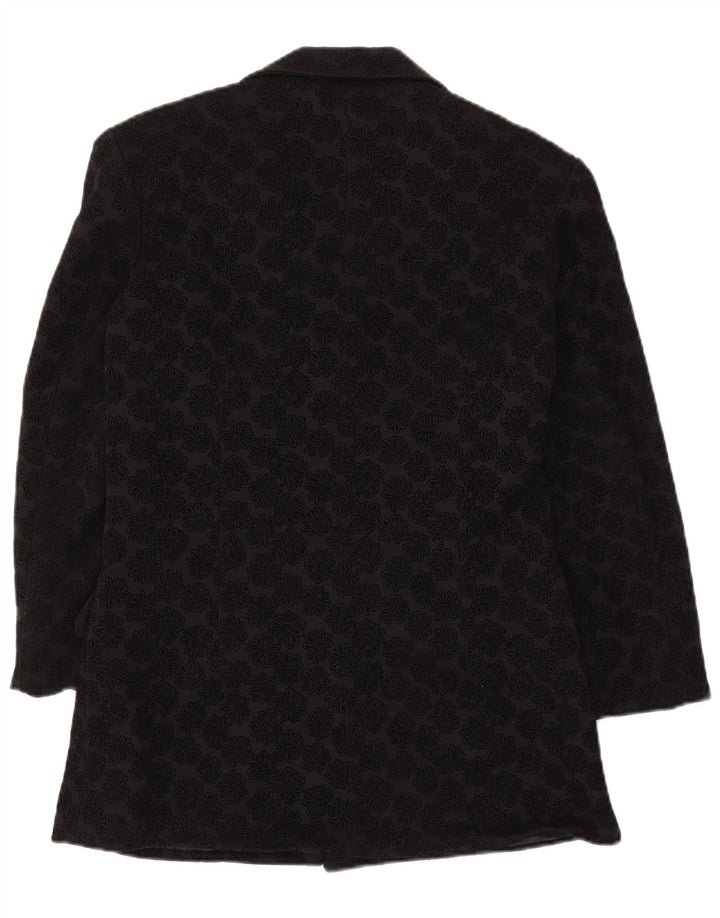 KOMBI Γυναικείο Μπουφάν με 3 Κουμπιά Μπλέιζερ UK 10 Small Black Floral