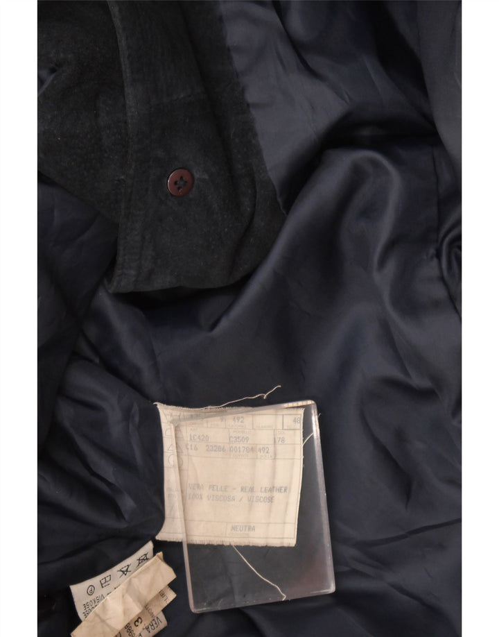 Vintage γυναικείο υπερμεγέθη τζάκετ σουέντ σακάκι IT 48 XL Navy Blue