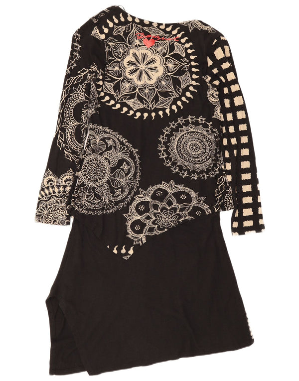 Γυναικείο γραφικό ασύμμετρο φόρεμα Desigual UK 14 Medium Black Floral