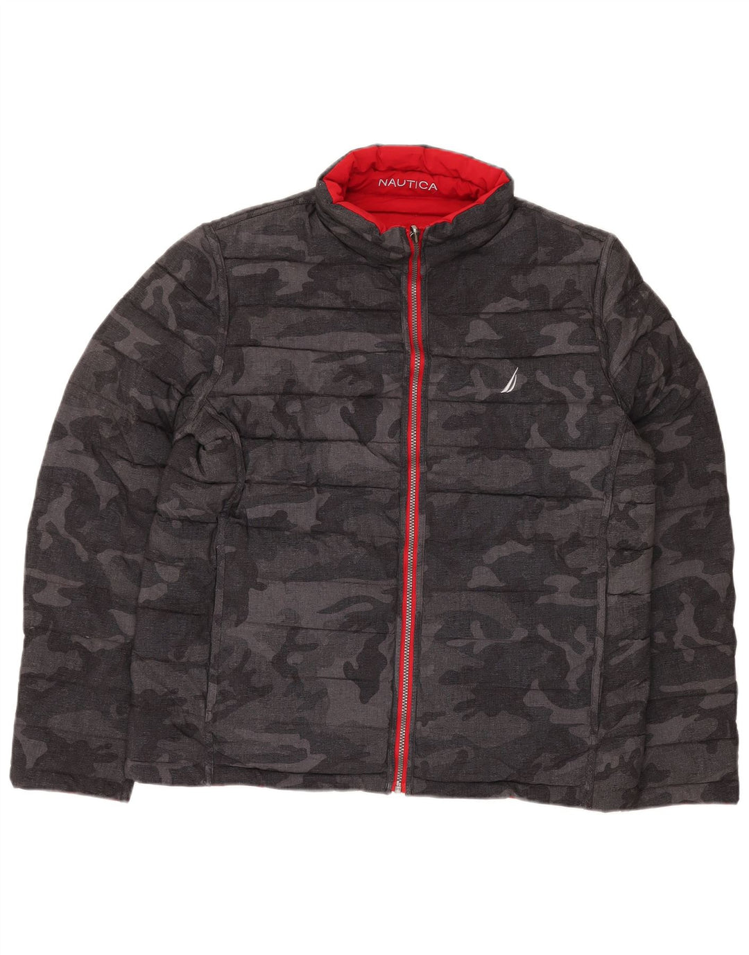 NAUTICA Ανδρικό αναστρέψιμο μπουφάν με επένδυση UK 40 μεγάλο μαύρο καμουφλάζ