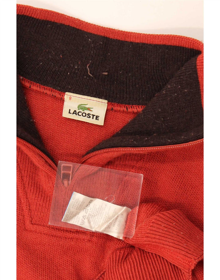 Ανδρικό πουλόβερ Lacoste με φερμουάρ, μέγεθος 8 3XL κόκκινο μαλλί