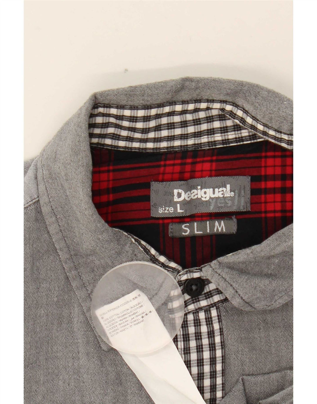 Ανδρικό πουκάμισο Desigual Slim μεγάλο γκρι βαμβακερό
