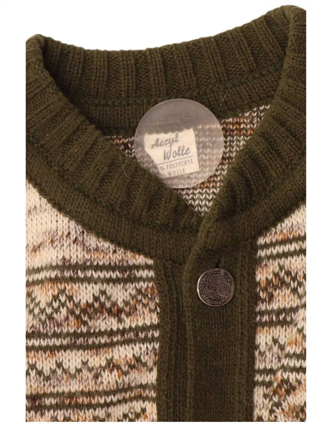 Vintage Ανδρικό Ζακέτα πουλόβερ Μεσαίο Πράσινο Ακρυλικό Fair Isle