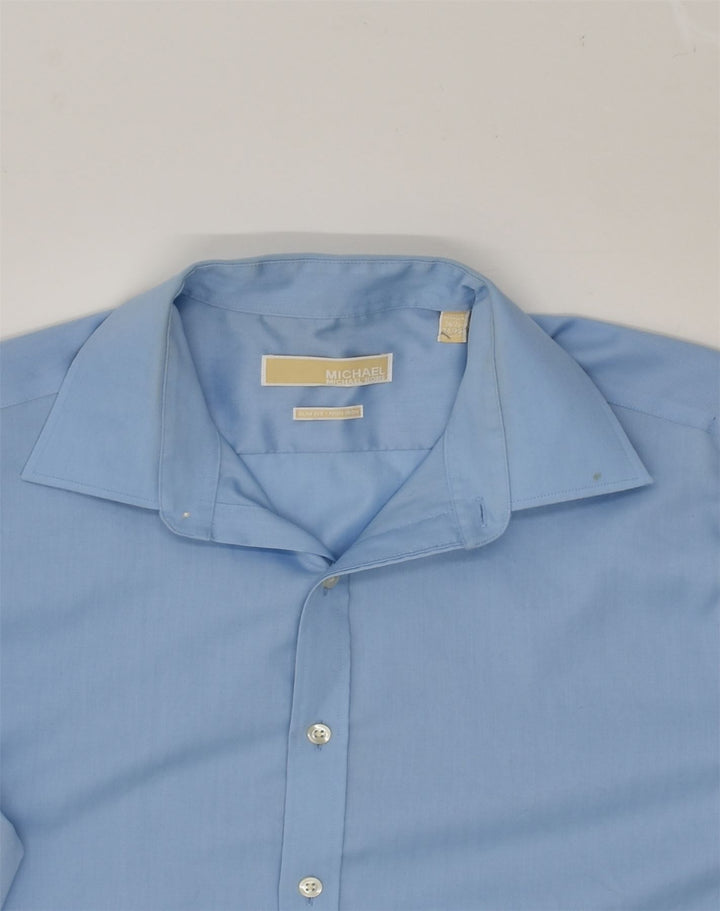 MICHAEL KORS Mens Slim Fit Shirt Size 16 1/2 Large Blue Cotton | Vintage Michael Kors | Thrift | Second-Hand Michael Kors | Used Clothing | Messina Hembry 