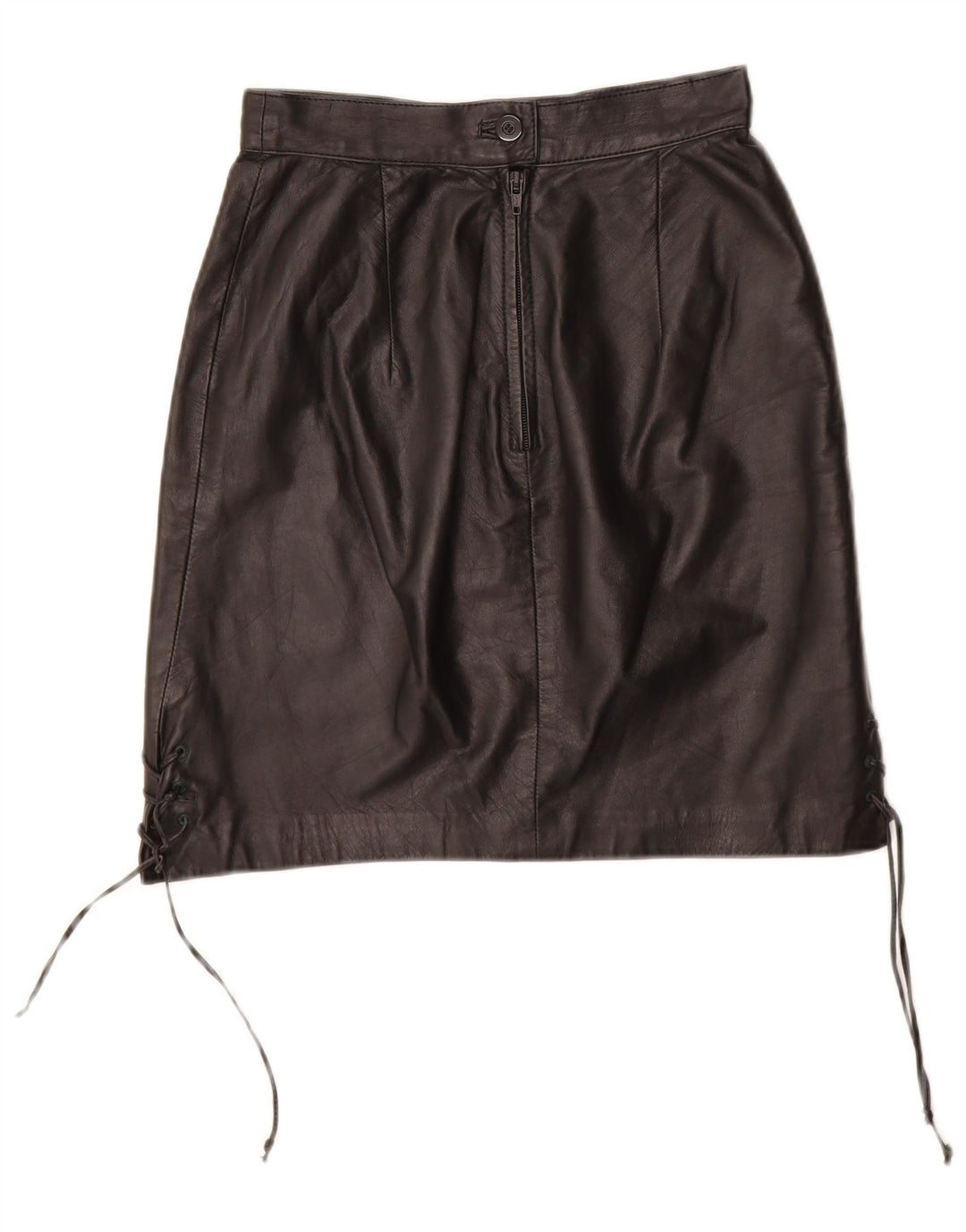 Γυναικεία Δερμάτινη Φούστα VINTAGE EU 34 XS W24 Μαύρη Δερμάτινη