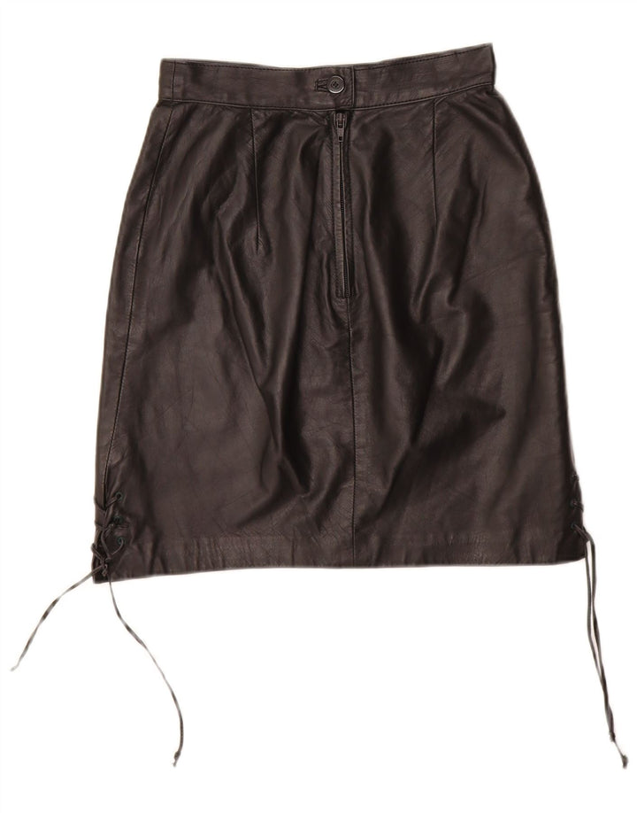 Γυναικεία Δερμάτινη Φούστα VINTAGE EU 34 XS W24 Μαύρη Δερμάτινη