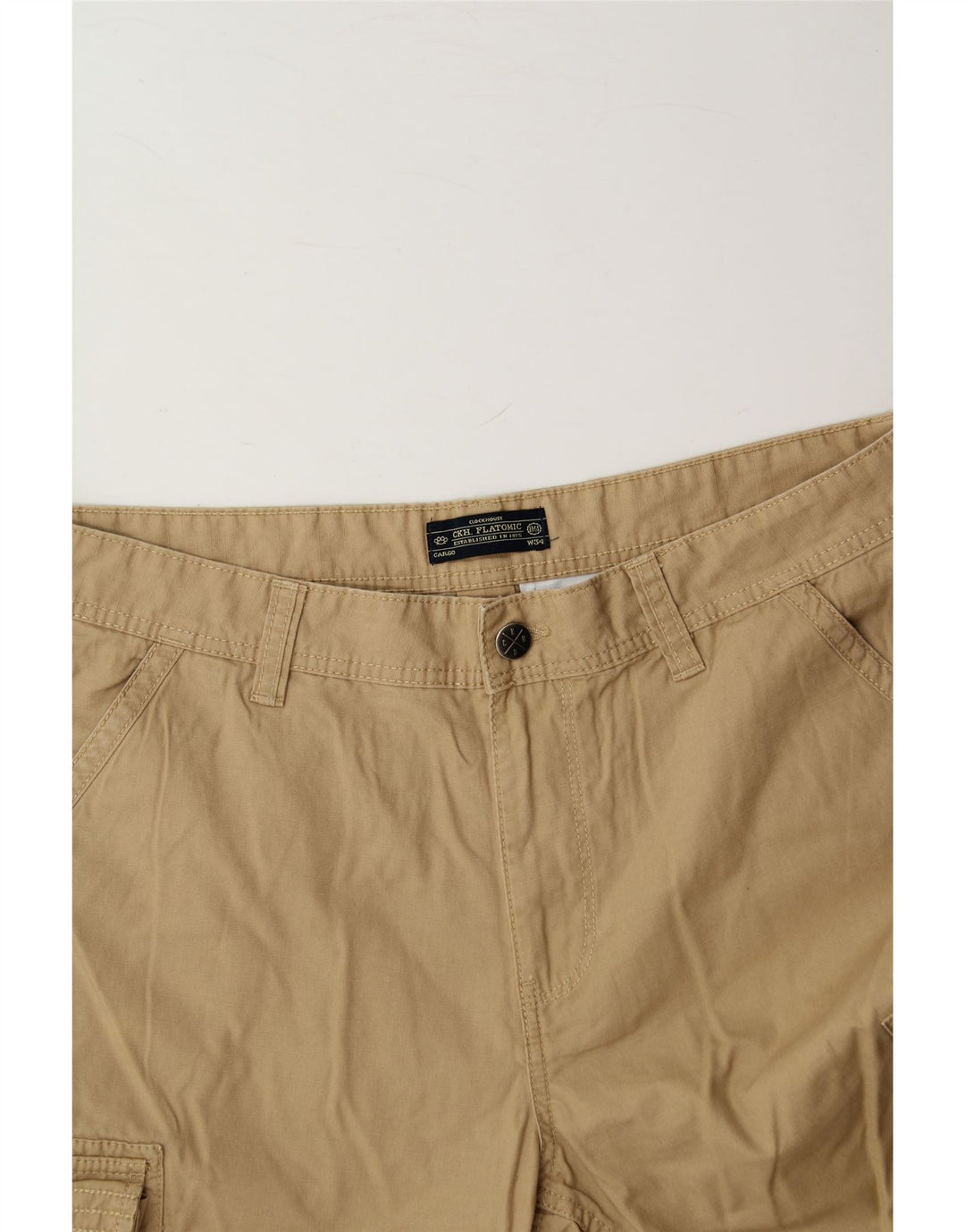 CLOCK HOUSE Mens Cargo Shorts W34 Large Beige Cotton Vintage CLOCK HOUSE and Second-Hand CLOCK HOUSE from Messina Hembry 