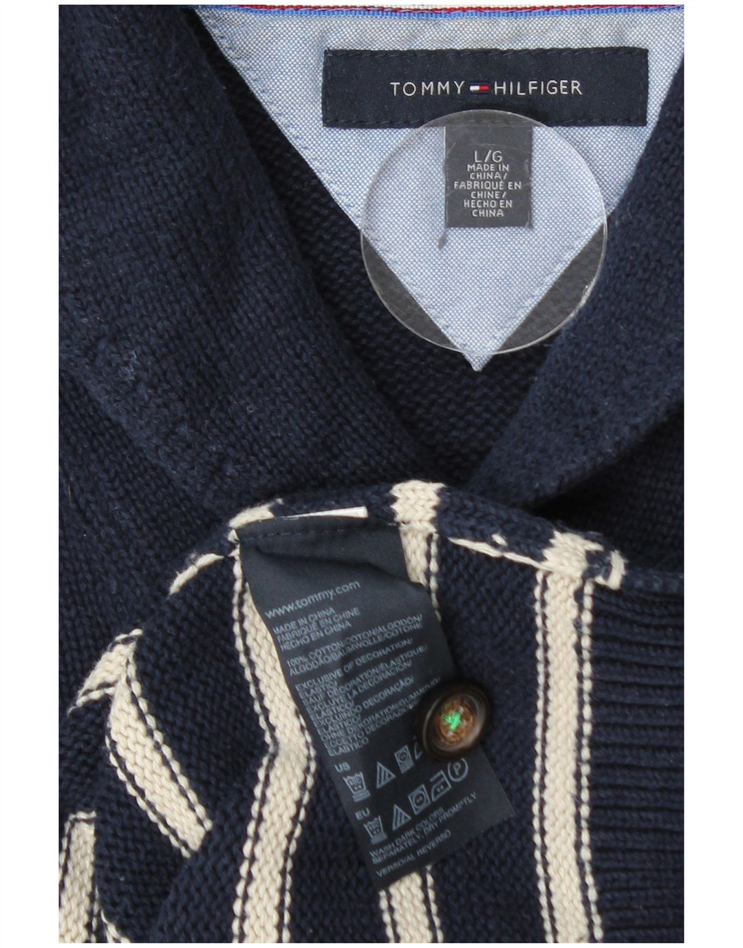 Πουλόβερ Tommy Hilfiger Ανδρικό Σάλι Λαιμόκοψη Μεγάλο Μπλε Μπλε Ριγέ