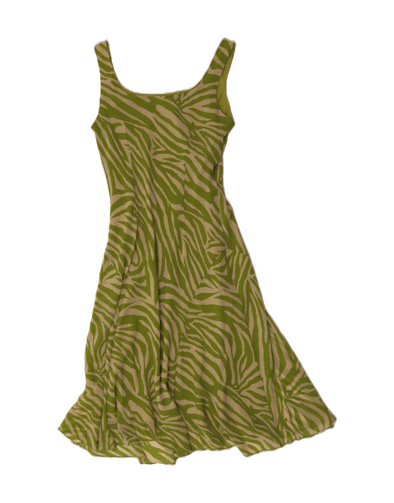 PER UNA Womens Sleeveless A-Line Dress UK 12 Medium  Green Animal Print Vintage Per Una and Second-Hand Per Una from Messina Hembry 