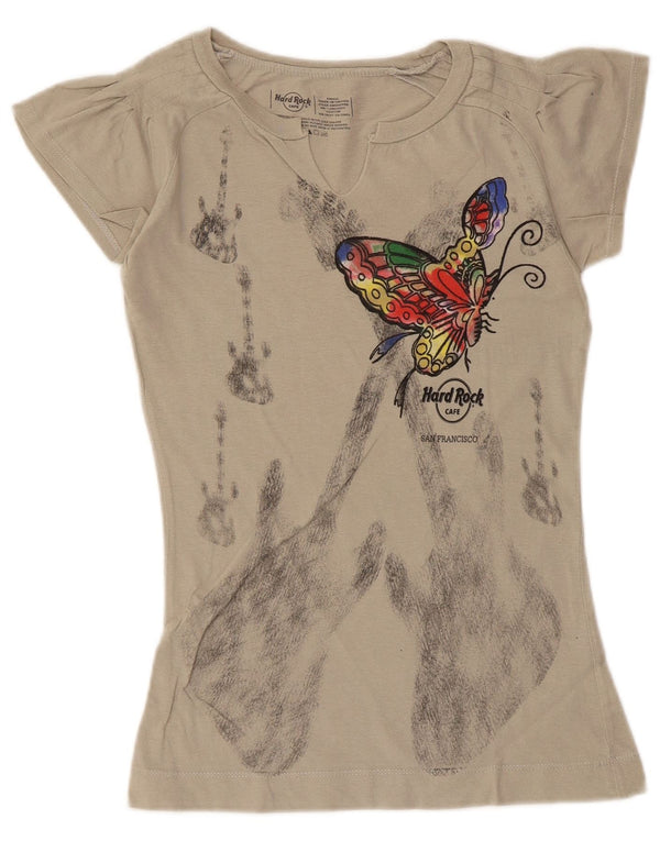 Γυναικείο γραφικό μπλουζάκι Hard Rock Cafe Top UK 8 Small Grey Butterfly
