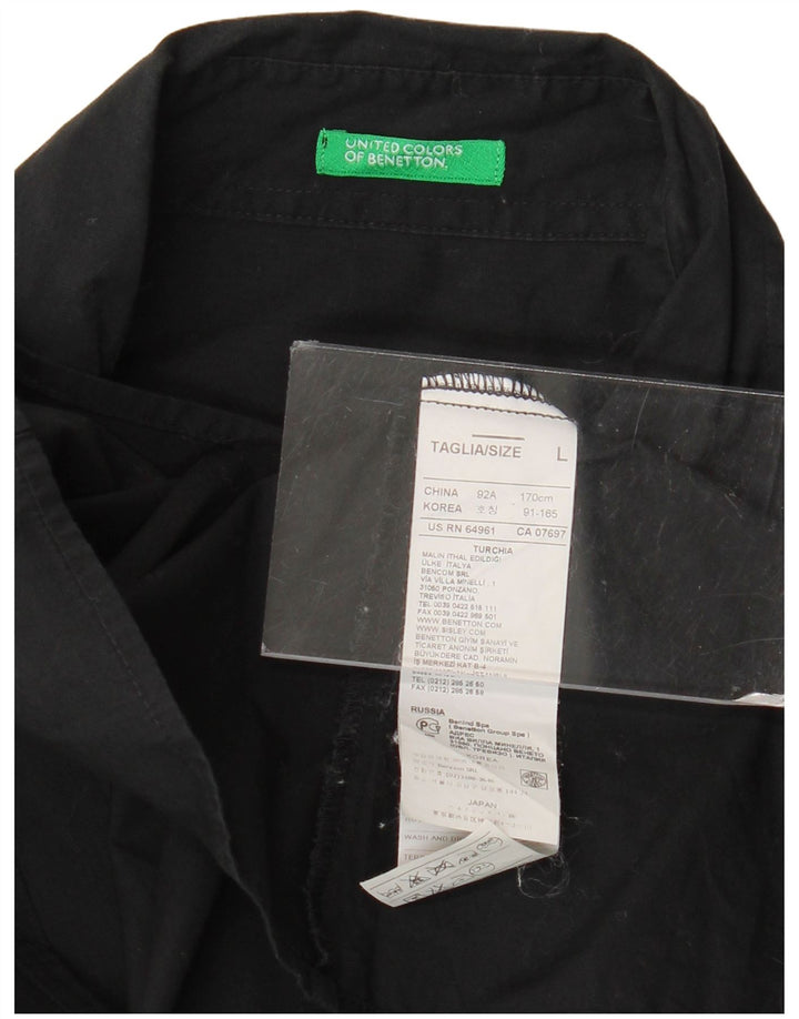 Γυναικείο πουκάμισο Benetton UK 16 μεγάλο μαύρο βαμβακερό