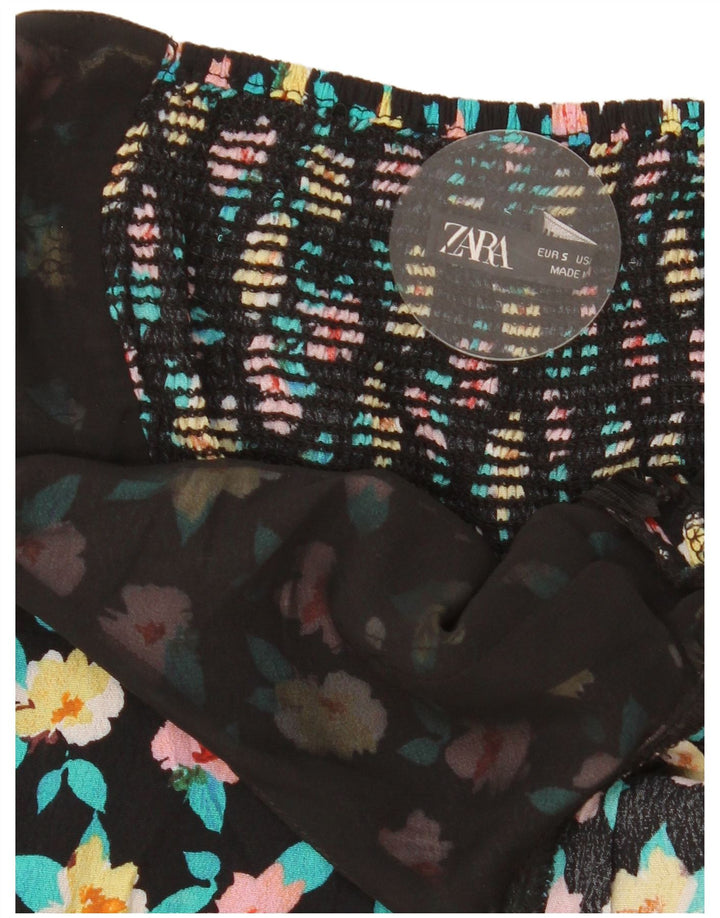 Zara Γυναικείο Playsuit UK 8 Small Black Floral
