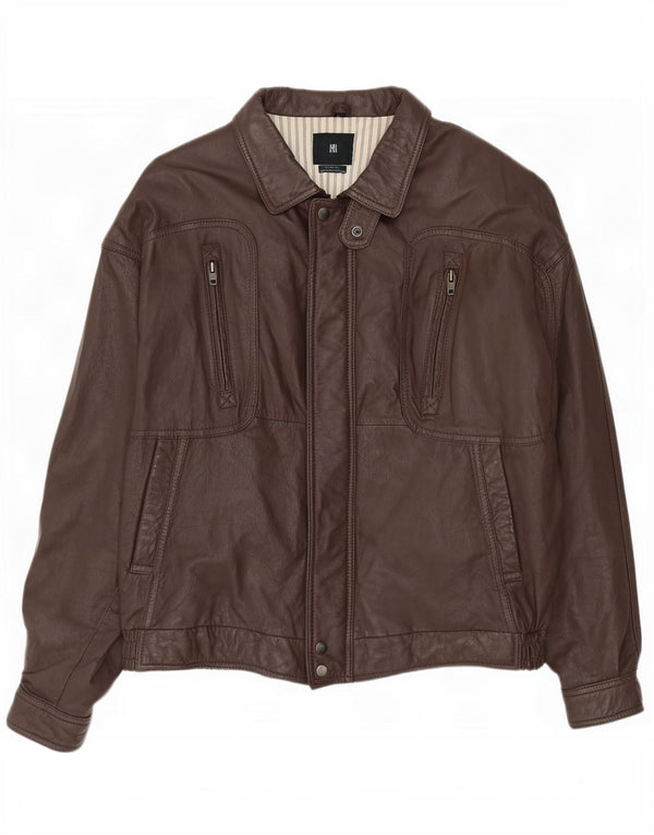 Vintage Ανδρικό Bomber Δερμάτινο Μπουφάν IT 58 4XL Καφέ