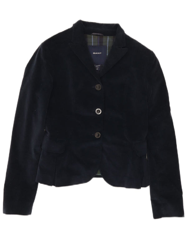 Gant Womens 3 Button Velvet Blazer Jacket UK 10 Small Navy Blue Cotton
