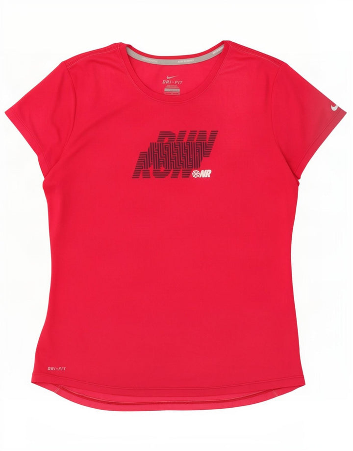 Γυναικείο γραφικό T-shirt Nike Dri Fit Top 12 μεσαίου ροζ πολυεστέρα