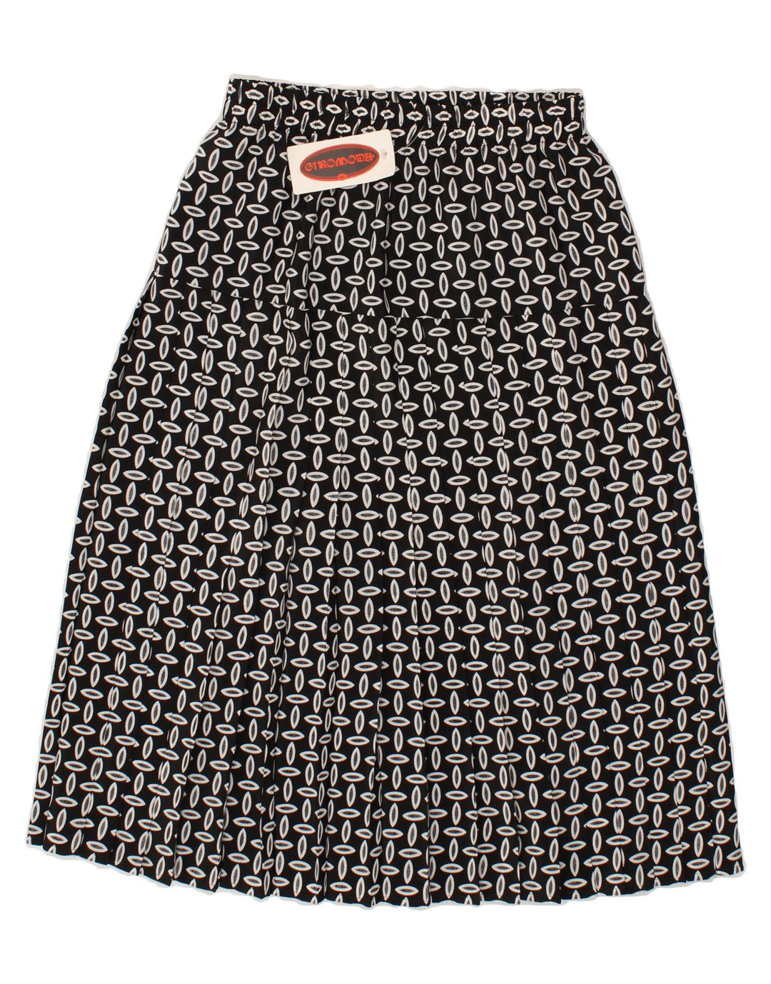 VINTAGE Womens Abstract Pattern A-Line Skirt Small W26 Black Vintage Vintage and Second-Hand Vintage from Messina Hembry 