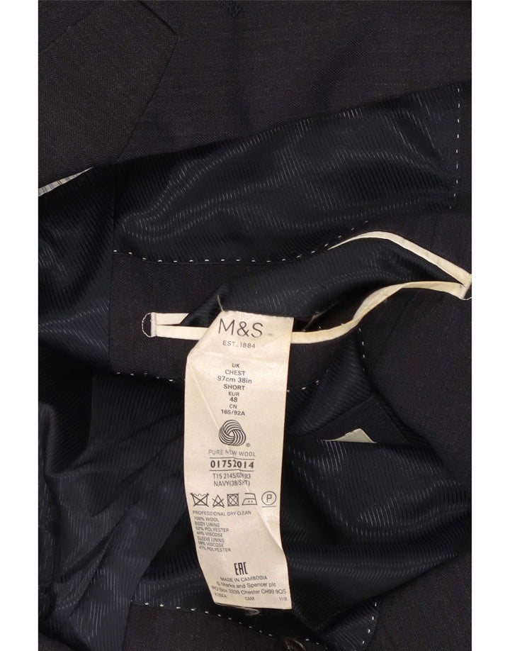 Marks & Spencer Ανδρικό μπλέιζερ με 2 κουμπιά μπουφάν UK 38 Medium Navy Blue Wool