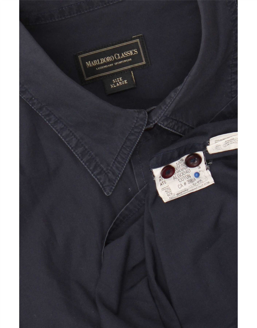 Ανδρικό στρατιωτικό πουκάμισο Marlboro Classics XL Navy Blue βαμβακερό